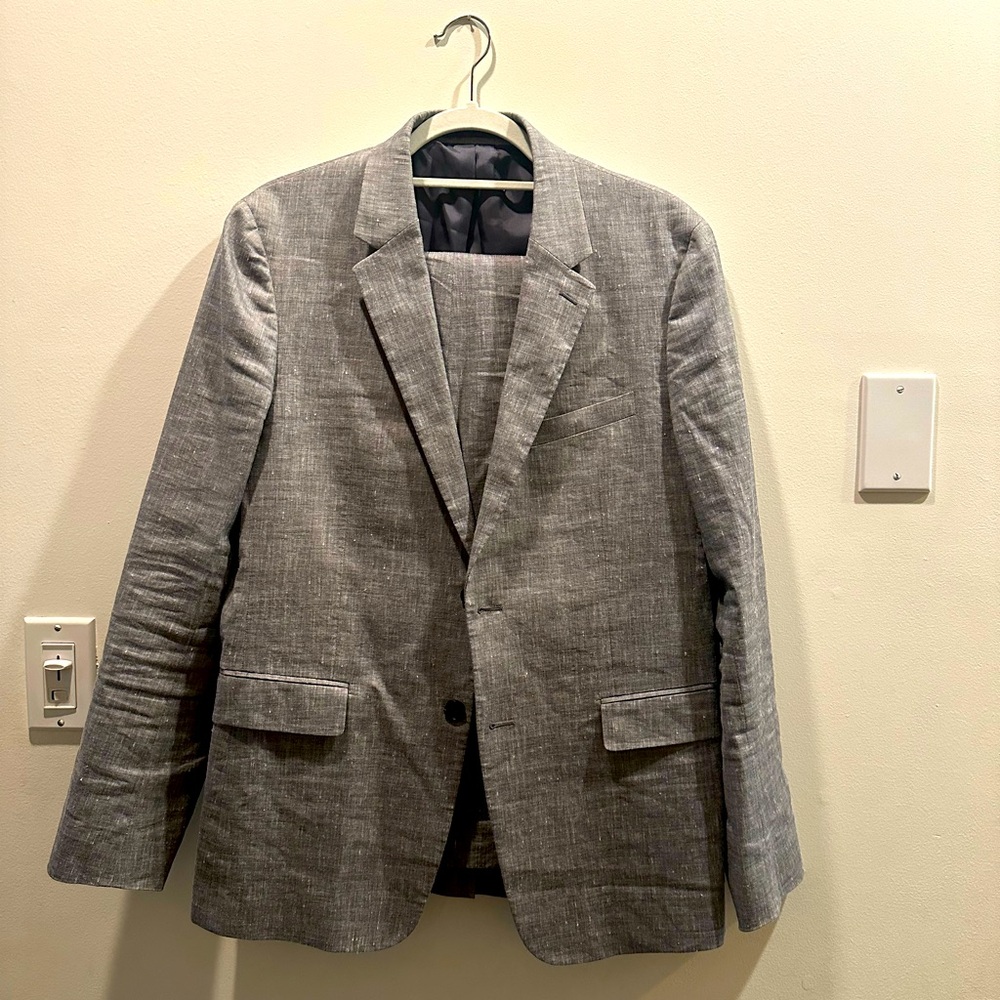 Theory Slim Linen Viscose Suit - Light Gray